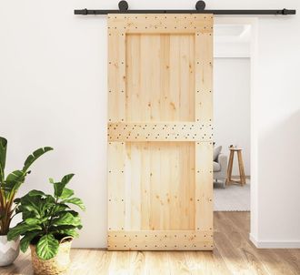 vidaXL Vidaxl - Puerta Corredera Con Herrajes Madera Maciza De Pino 95x210 Cm