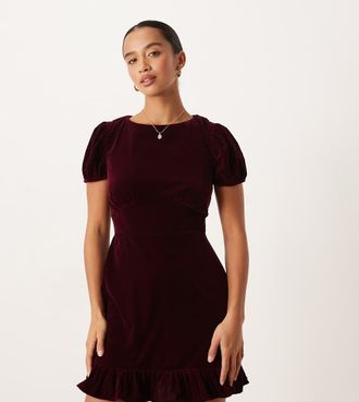 Nobody's Child Cosmo - Vestito corto in velluto color bordeaux-Rosso