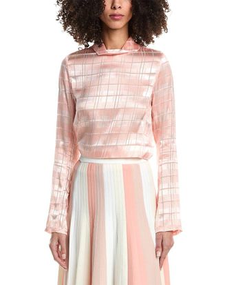 3.1 Phillip Lim Hester Plaid Devore High Neck Silk-Blend Top