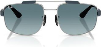 Ray-Ban 58mm Ferrari Gradient Square Sunglasses in Silver /Blue Gradient Grey at Nordstrom
