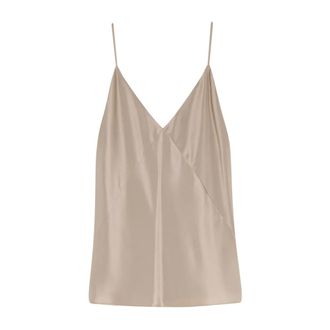 Max Mara Silk satin top - female - Max Mara - Sleeveless Tops - Beige - S - Tops