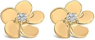 House of Brilliance 10K Gold 1/3 Cttw Lab Grown Diamond Flower Petal Stud Earrings in Yellow at Nordstrom