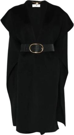 Elisabetta Franchi Double Wool Cape - Dames - Ponchos - Zwart - S - Wol - Jassen