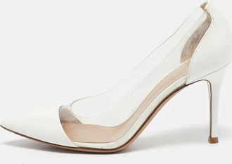 Gianvito Rossi White Patent Leather And Pvc Plexi Pumps