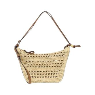 Loewe Pre-owned Raffia Shoulder Bag - Dames - Vintage Schoudertas - Beige - ONE Size - Leer - Vintage