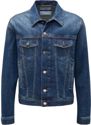 Jacob Cohen Donkerblauwe denim trucker jacket - Heren - Spijkerjassen - Blauw - L - Denim - Jassen