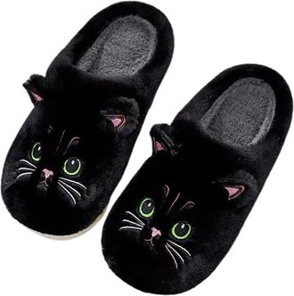 Generic OUMSHBI Memory Foam WomenS Slippers Cartoon Cat Closed Toe Winter Warm Fleece Lined Shoes Slip On Fluffy Plush Indoors Bedroom House Footwear Comforta