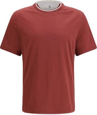Brunello Cucinelli Bordeaux Cotton Mens T-Shirt