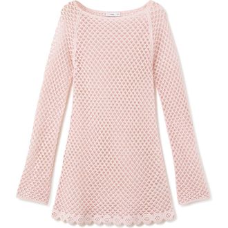Mango Crochet Embroidered Hem Minidress in Pastel Pink at Nordstrom, Size 8