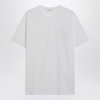 Givenchy White Cotton And Silk T Shirt With Jacquard Logo