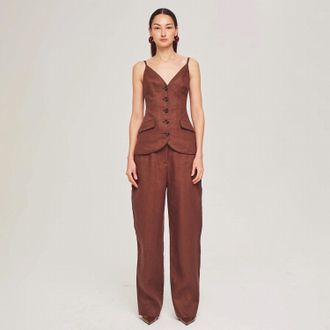 Ronny Kobo Oliver Linen Vest In Basalt