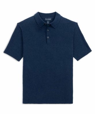 Scott Barber Mens Boucle Solid Polo Shirt In Navy