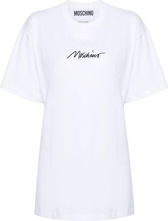 Moschino logo-embroidered cotton T-shirt - women - Cotton - M - White