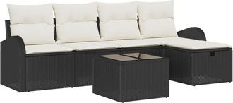 vidaXL Garden Sofa Set 6 pcs Black and cream 234 x 117 x 85 cm Vidaxl