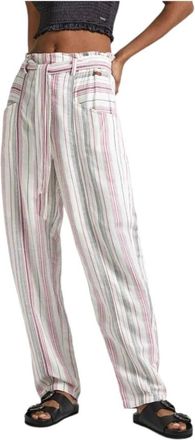 Pepe Jeans London Wide Broeken - Dames - Wijde Broeken - Roze - S - Linnen - Broeken