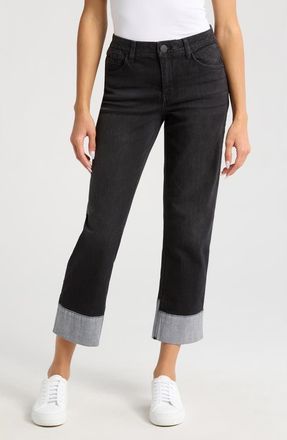 Wit & Wisdom High Waist Cuff Hem Jeans in Washed Black at Nordstrom Rack, Size 00