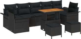 vidaXL Vidaxl - Garden Sofa Set with Cushion 10 pcs Black 90 x 55 x 71 cm