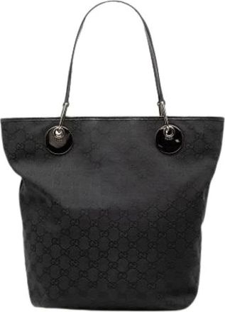 Gucci Pre-owned Tote Bags, female, Black, Size: ONE SIZE Pre-owned Canvas Tote