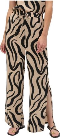 Joseph Ribkoff Polyester Broek - Dames - Wijde Broeken - Beige - S - Polyester - Broeken