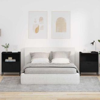 vidaXL vidaXL Comodini 2 pcs Nero 49 x 36 x 61 cm Legno multistrato