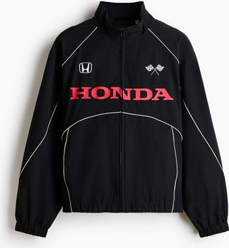 H&M Bedruckte Trainingsjacke aus Nylon in Loose Fit - Schwarz/Honda