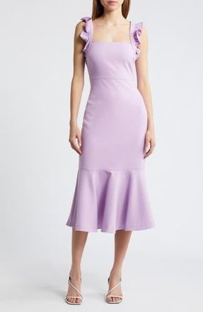 LIKELY Hara Ruffle Strap Midi Dress in Sheer Lilac at Nordstrom Rack, Size 2