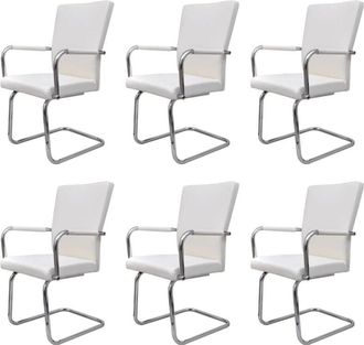 vidaXL Vidaxl - Sillas de comedor voladizas 6 unidades de tela blanca