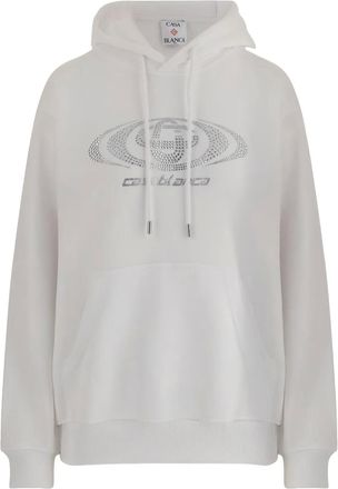 Casablanca Hoodie verfraaid met stras - Wit