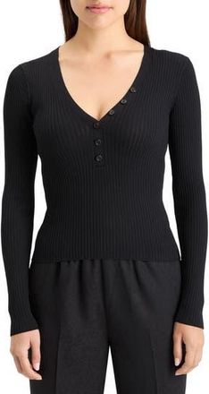 Scotch & Soda Rib Henley Sweater in Evening Black at Nordstrom Rack, Size Large