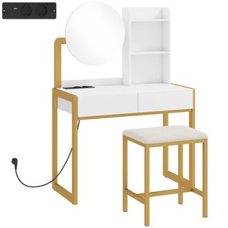 HOMCOM Tocador de maquillaje 80x41.7x130 cm blanco