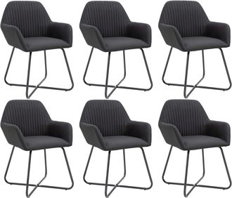 vidaXL Sillas De Comedor Giratorias 6 Unidades Tela Negras