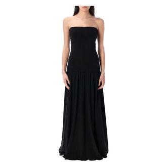 By Malene Birger Kleedjes, Dames, Zwart, L, Katoen, Zwarte Strapless Maxi Jurk