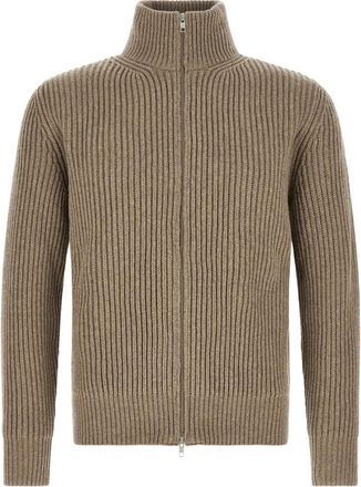Maison Margiela Ribbed Knit Jacket - Heren - Vesten - Beige - L - Wol - Truien & Vesten