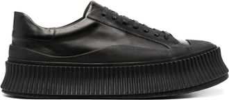 Jil Sander Zwarte Leren Elegante Sneakers - Dames - Sneakers - Zwart - 36 EU - Schoenen