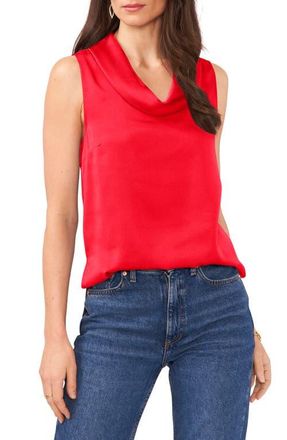 Vince Camuto Hammered Satin Sleeveless Cowl Neck Top in Bright Red at Nordstrom, Size Xx-Large