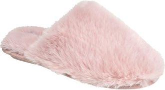 Nine West Faux Fur Closed Scuff Slipper in Blush at Nordstrom, Size Medium