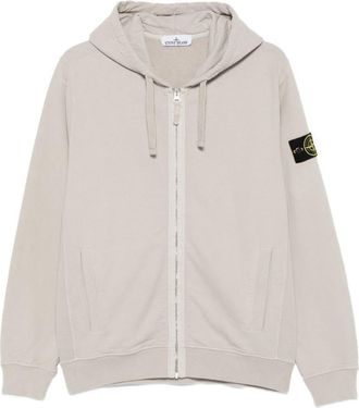Stone Island Logo Cotton Zipped Hoodie