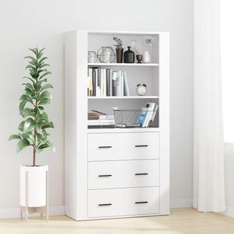 vidaXL Aparador Alto Madera Contrachapada Blanco Vidaxl