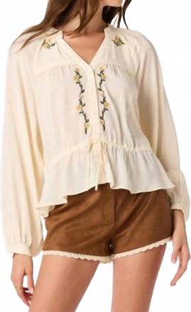 Astr Jessalyn Embroidered Peplum Blouse In Cream