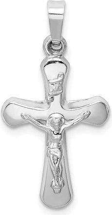 Diamond2Deal 14k White Gold Polished INRI Rounded Crucifix Pendant