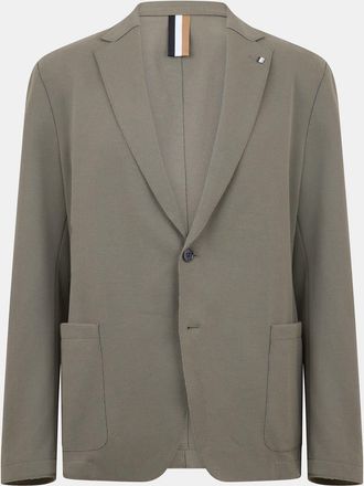 HUGO BOSS Mens Solid Patterned Regular Fit Blazer in Open Green - Size 36 (Chest)