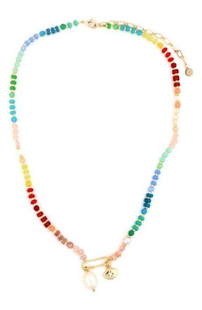 Panacea Multistone Freshwater Pearl Pendant Necklace in Pink Multi at Nordstrom