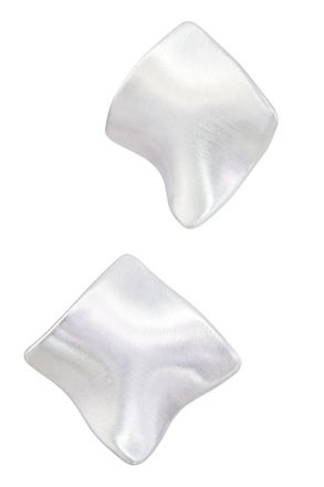 Savvy Cie Jewels RHODIUM PLATED WARPED SQUARE STUD EARRINGS