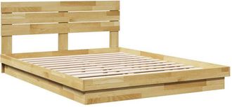 vidaXL Bed Frame with Headboard without Mattress 135x190 cm Double Solid Wood Oak vidaXL
