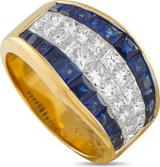 Luxury Bazaar 18K Yellow Gold 2.22ct Diamond and Sapphire Ring MF01-112525