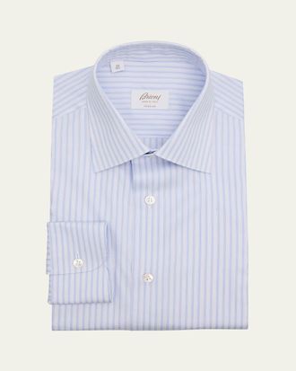 Brioni Mens Giza 45 Cotton Multi-Stripe Dress Shirt