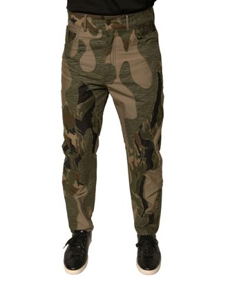 Dolce & Gabbana Mens Multicolor Camouflage Cotton Pants Elastane