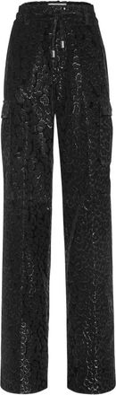 Philipp Plein Velvet Palace Cargo fit - Dames - Wijde Broeken - Zwart - S - Polyester - Broeken
