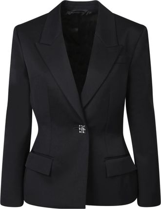 Givenchy Jasje van wol met gedrapeerd detail - Dames - Blazers - Zwart - S - Wol - Jassen