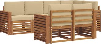 vidaXL Conjunto De Sof&aacute;s De Exterior 7 Uds. Natural Y Beige Poli&eacute;ster Vidaxl